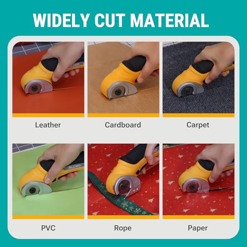 VLOXO Cordless Electric Scissors 4.2V Electric Cutter with Safety Lock | Electric Box Cutter for Cardboard Multi-Cutting Tools Lightweight Left-Right Grip for Carpet Felt Plastic with Storage Box