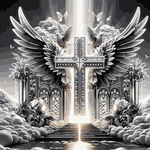 Ekuxom Cross Paint by Numbers Kit for Adults 16x16 Inch | DIY Christian Paint by Numbers Kits-Acrylic Paints Art for Home Decor Gift - color: Cross