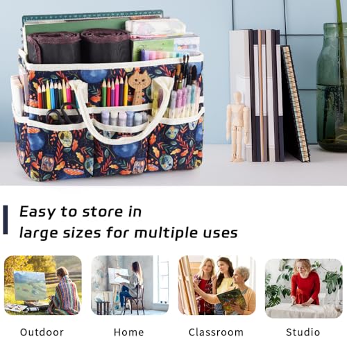 Craft Organizer Tote Bag with Multiple Pockets,Scrapbooking Art Storage | Portable Travel Containers for Caddy,Art and Craft Sewing Bag,Daily Use and Office Supplies Storage.Black Magic - color: Black Magic