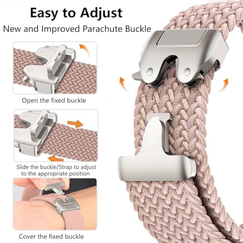 Nylon Braided band Compatible with Samsung Galaxy Watch 8/9 40mm 44mm - color: Nut Pink