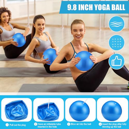 Silipull 10 Pcs Pilates Ring Blocks Set for Women Home Yoga Equipment Accessories Pilates Ring Circle and Ball Workouts Gift Include Ball Yoga Circle Resistance Bands Block Straps Gym Bag - color: Blue