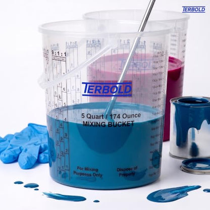 Paint Mixing Cups | 5 Quart Disposable Plastic Measuring Cups for Automotive Paint, Epoxy, Resin, Art (Pack of 10)