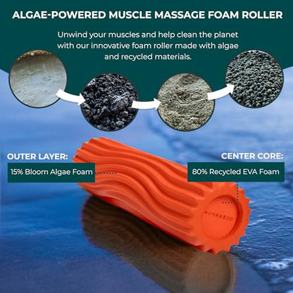 Oceanfoam Ripple Travel Foam Roller (11" x 3.35") Firm Mini Foam Roller for Physical Therapy, Deep Tissue Massage, Back Pain - High Density, Ergonomic Wave Textured - Yoga, Pilates, Exercise (Orange) - color: Orange