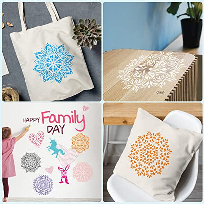 SUNFEEL 22Pack Mandala Craft Stencils – Mandala Templates 6 x 6 in and 3.5 x 3.5 in Reusable Painted Painting Stencils, for Painting On Wood and Canvas, DIY Crafts Andfurniture - style: A-Mandala
