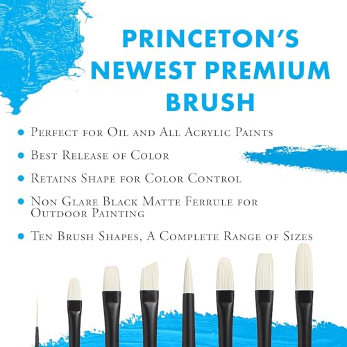 Princeton Aspen Professional Paint Brush Set, 4-Piece Long Handle Synthetic Brushes with Medium-Stiff, No-Shedding Bristles for Acrylic, Oil & Water-Soluble Oil Painting