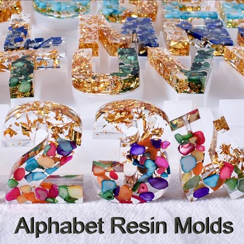 Alphabet Resin Mold with Hole, Uppercase Alphabet Mold with Number | Reversed Alphabet Silicone Mold for Keychain Making, Epoxy Resin Letter Jewelry Pendant DIY Birthday Party Gift Crafting - color: 1PCS Large Alphabet Molds with Holes