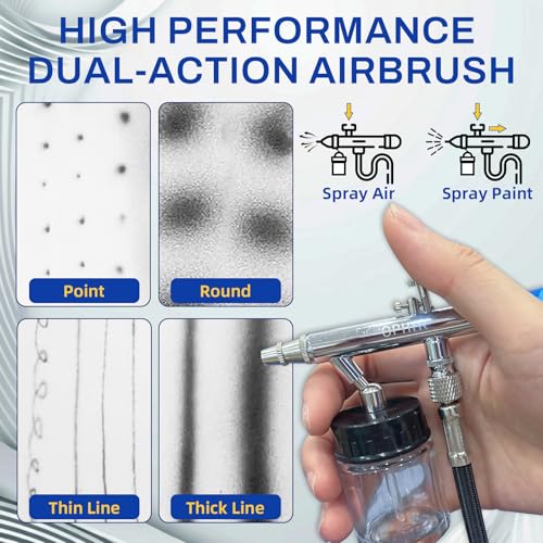 OPHIR 6X 0.35mm Dual Action Airbrush Gun Set for Body Art Painting | Includes 6 Siphon Feed Airbrushes, 5 Nylon Air Hoses, and Airbrush Holder For Crafts, Art, Model Hobby Painting, Artwork - color: 6x Siphon Feed Airbrush+5x Airbrush Hose+Holder