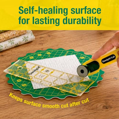Omnigrid 360 Rotating Self-Healing Cutting Mat, 8 Inch Precision Fabric Cutting Mat with Durable Surface for Quilting, Sewing & Crafts - style: 8"
