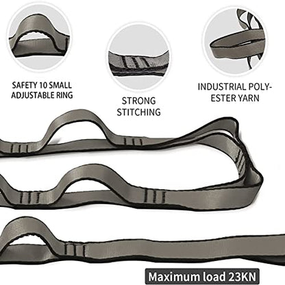 Aerial Yoga Hammock Daisy Chains Strap, Strong 22kN Adjustable with 10 Loops, No Stretch, Climbing Strap Nylon Chain Sling FOR Aerial Yoga,Swing, Hammock, Suspension, Exercise - color: Grey, size: 40"×0.79"