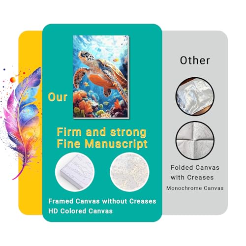 4 Pack Framed Paint by Numbers Kit for Adults Beginner Canvas Painting by Numbers for Adults Beach Easy Adult Paint by Number Kits with Frame Sea Turtle Watercolor Painting by Number 8x12 Inch - color: YFf0104