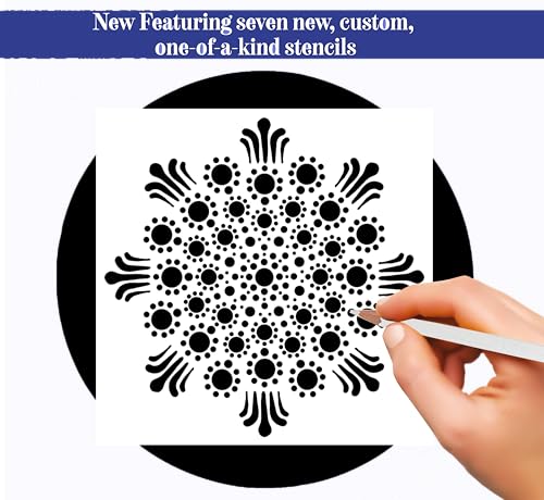 Complete Beginner's Mandala Painting 46 Piece Kit with Acrylic Paints, Reusable Stencils and Dotting Tools. Fun Rock Art & DIY Craft Project. Starter Activity Pack and Gift for Teens, and Adults