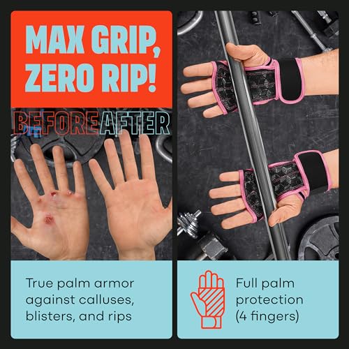 Mava Sports Weight Lifting Gloves with Wrist Support, Work Out Gloves, Gym Gloves - Great for Cross Training, Pull Ups, Calisthenics and Gym, Workout Gloves for Men & Women - color: Pink, size: X-Small