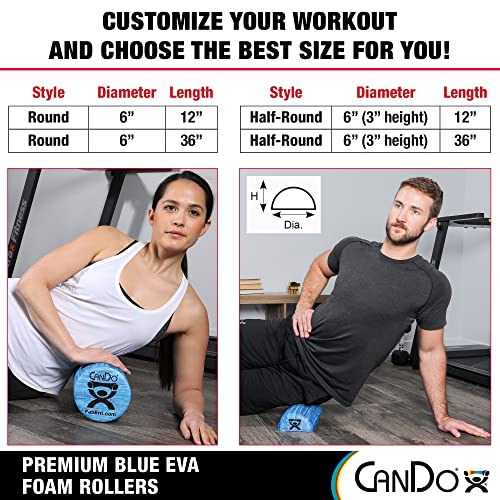 CanDo Blue Marble High Density EVA Foam Roller For Muscle Restoration, Massage Therapy, Sport Recovery, And Physical Therapy. 6" x 36", Half-Round (30-2210) - size: 6" X 36", style: Half Round