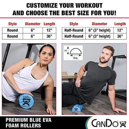CanDo Blue Marble High Density EVA Foam Roller For Muscle Restoration, Massage Therapy, Sport Recovery, And Physical Therapy. 6" x 36", Half-Round (30-2210) - size: 6" X 36", style: Half Round