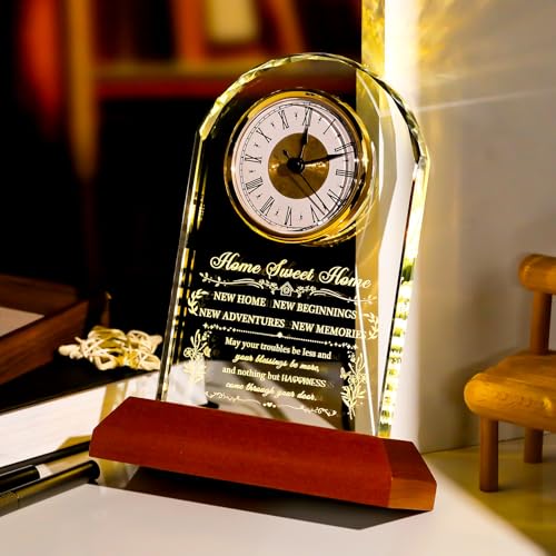 Ornalrist House Warming Gifts New Home for Women Men Glass Clock Keepsake - color: House Warming Gifts