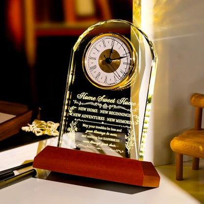 Ornalrist House Warming Gifts New Home for Women Men Glass Clock Keepsake - color: House Warming Gifts