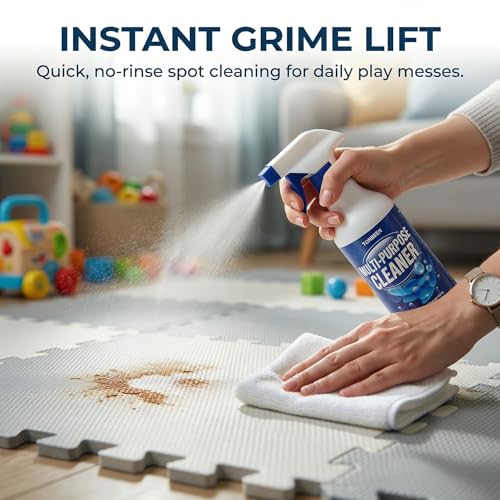 Multi-Surface Cleaner Spray for Play Mat, Yoga Mat, Tatami & Table Top, Remove Stains from Kids Toys, Backpacks & School Chairs, Safe for Handprints & Food Spills, Easy Wipe Cleaning, 500ml