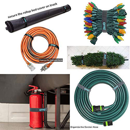 12 Packs Fastening Cord Wrap 1 x 24 Inches Hook and Loop Cinch Straps, EFFIET Adjustable Adhesive Extension Hose Storage Strap, Securing Bike Sleeping Bag for Yoga Mat