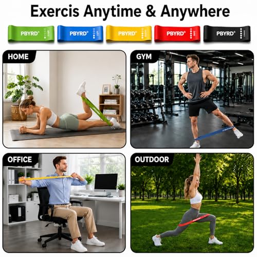 PBYRD Resistance Bands for Working Out, 5-Pack Exercise Bands for Strength Training