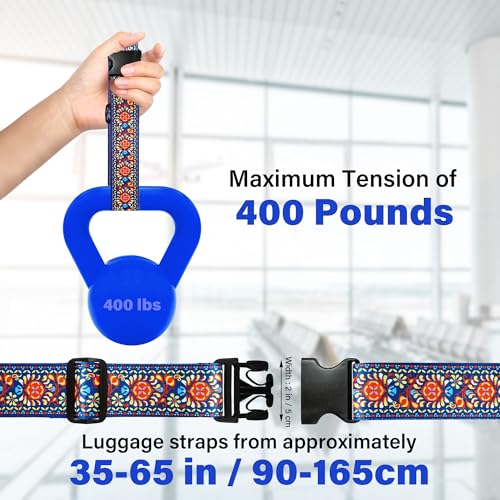 6 Pieces Luggage Straps Patterned Luggage Strap Suitcase Straps Luggage Belt Adjustable Travel Luggage Belt Strap with Quick Release Buckle, 2 inches Wide by 72 inches Long (Persian Style) - style: Persian Style