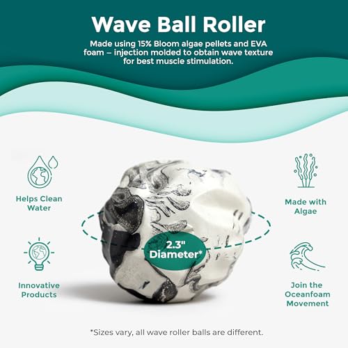 Oceanfoam Wave Massage Ball Roller – Textured Lacrosse Ball for Plantar Fasciitis Relief, Muscle Knot Therapy, Myofascial Release – Travel Size Tool for Feet, Neck, Back Pain (Black Marbled) Pack of 3 - color: Pack of 3 (Black Marbled)