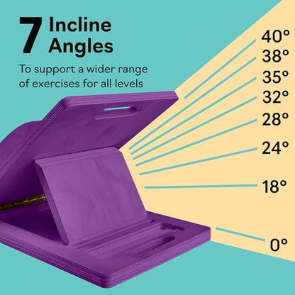 Slant Boards for Exercise, Wooden Slant Board, Calf Stretch Board with 7 Incline Angles, Velour Board, Balance Board & Calf Stretcher, Portable Incline Board for Physical Therapy, Ankle Mobility, Heel & Knees - color: Purple