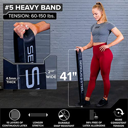 SERIOUS STEEL FITNESS Assisted 41" Pull-Up Band, Resistance & Stretch, Powerlifting & Pull-up Assist Loop (Single Band) - style: #5 (60-150 lbs)