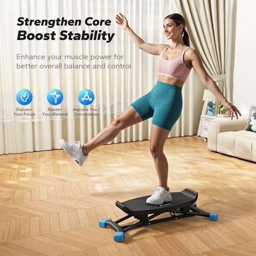 MERACH Balance Board for Adults, Rocking Stepper with Resistance Bands - color: Black&Blue