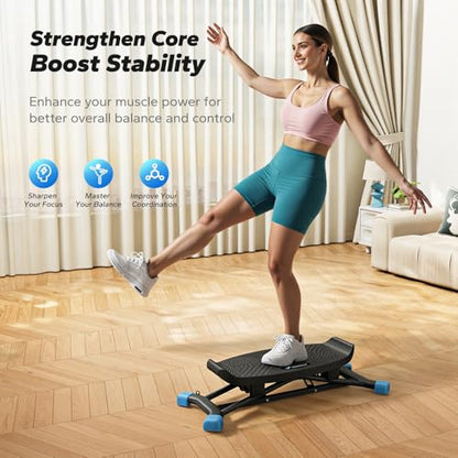 MERACH Balance Board for Adults, Rocking Stepper with Resistance Bands - color: Black&Blue