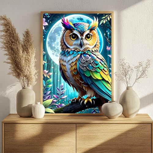 Owl Paint by Numbers Kit for Adults, 16x20 inch | DIY Painting Kits Crafts for Adults, Relieve Stress, Gift, Home Wall Decor - color: Owl
