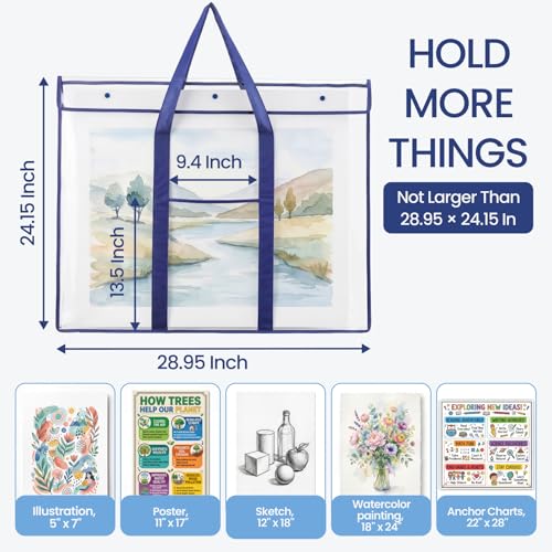 GAMENOTE 2 Pack Large Poster Storage Bag (31.5"×25.5") Bulletin Board Holder Art Portfolio Container for Teachers Classroom Organization | 2 pack 31.5 x 25.5 in storage bags organize posters, anchor charts and classroom artwork