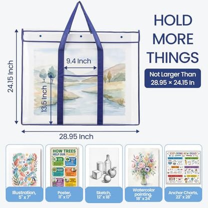GAMENOTE 2 Pack Large Poster Storage Bag (31.5"×25.5") Bulletin Board Holder Art Portfolio Container for Teachers Classroom Organization | 2 pack 31.5 x 25.5 in storage bags organize posters, anchor charts and classroom artwork