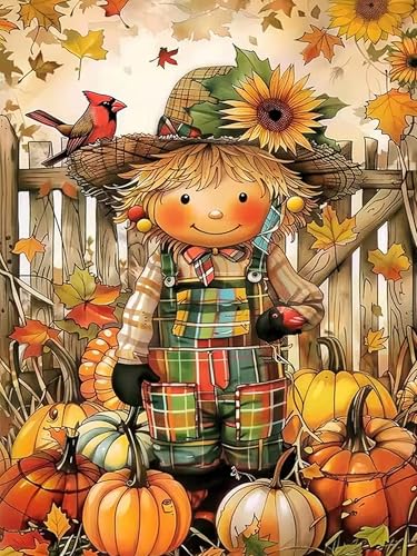 igoodom Fall Diamond Art Kits for Adults, DIY Blessing Scarecrow Wall Decor | Diamond Painting Kit - Sparkling Full Drill Design Perfect for Home Decor, Holiday Gifting, And Relaxing Crafting 12x16inch - color: MZ2984, size: 11.8x15.7in(30x40cm)