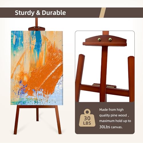 Adjustable Walnut Pine Wooden Painting Easel, Art Easel Stand | A-Frame Easel Hold up to 43'' Painting Canvas for Wedding Sign and Poster, Drawing for Adults, Begginners and Students - color: Walnut