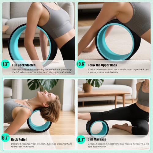 3 Pack Back Roller- Yoga Wheel for Back Pain Reliefn & Stretching, Back Wheel for Deep Tissue Massage, Foam Roller for Physical Therapy & Exercise | Blue - color: Blue and Black