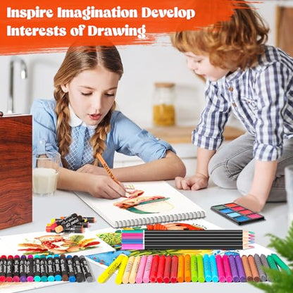 Hapikalor 156-Pack Art Kit Drawing Set with 2 Sketch Book, Crayons, Colored Pencils, Arts and Crafts Art Supplies | Crayons, Arts and Crafts Art Supplies