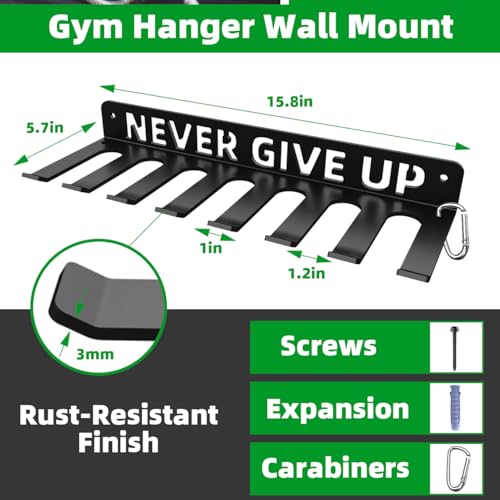 Home Gym Accessories Organization Storage Rack Equipment For Home 8 Hook Wall Hanger Display Gear Barbells Resistance Bands Jump Ropes Lifting Belt Hanger Accessories Hardware Included - color: Never