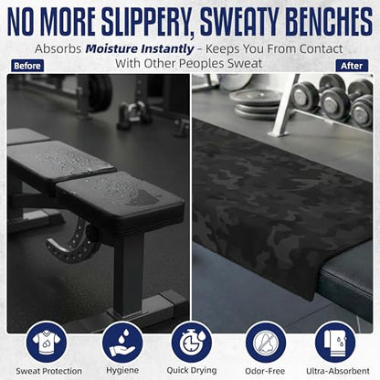 CHEEKY WINX Microfiber Gym Towel – Highly Absorbent Microfiber Sweat Towel, Quick-Dry Lightweight Design, Odour-Resistant Fabric, Matching Carry Bag, Camouflage, Large (120 x 60 cm) - color: Camouflage, size: Large