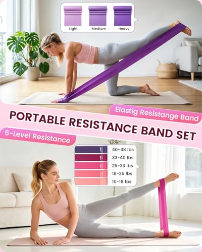 Pilates Kit, 24 in 1Home Pilates Workout Kit for Women, Pilates Equipment with 13" Pilates Ring and Ball, Starter Home Workouts - color: Pink