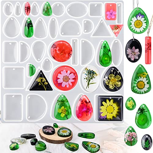 Resin Jewelry Molds for Casting - Silicone Molds for Epoxy Resin, Pendant Mold for DIY Gem Cabochon, Earring, Necklace Jewelry Making - color: Pendant Mold
