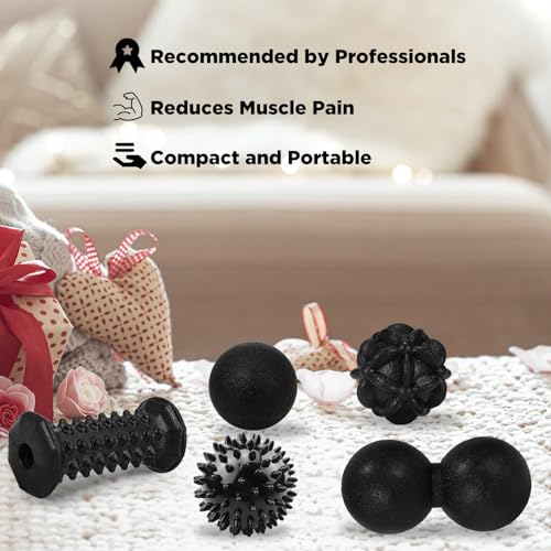 5-in-1 Foot Massager Roller Set for Plantar Fasciitis & Heel Pain Relief | Deep tissue massage for feet, calf, arch and heel pain. for plantar fasciitis relief, home, office and travel use - color: 5-piece Set(black)