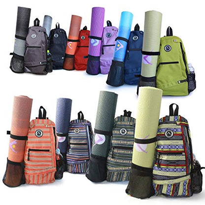 AURORAE Yoga Mat/Gym/Pickleball Cross-body Sling Back Pack. Mat sold separately - color: Purple Stripe