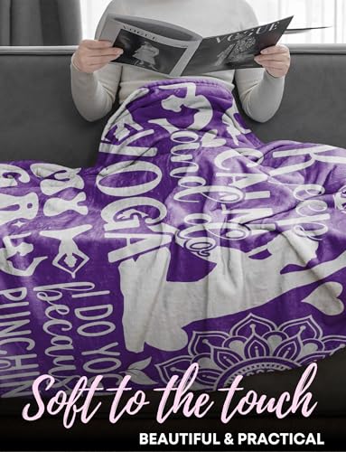 Huglanket Yoga Gifts for Women, Female, Fitness Lovers, Instructors, Soft Blanket Gift for Birthday, Christmas, Violet, 50 x 65 inches - size: 50 x 65 inches