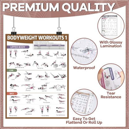 gisgfim 6PCS Workout Posters for Home Gym Dumbbell Bodyweight Stretching Workout Exercise Chart - color: Retro