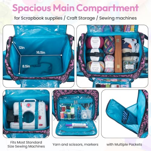 Handy Sandy Crafter’s Tote Bag Organizer, Storage Bag for Craft Supply, and Scrapbooking Carrier w/Handle and Wheels - color: Notre Dame