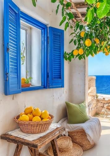 ZRIZQ Paint by Numbers Kit for Adults Beginner,Lemon Tree,16x20 | Full set with wooden brushes,rolled canvas,rich paints.Calming activity.Beginner friendly.Just open and paint. - color: 16"X20"Rolled Canvas(Frameless)-Landscape 2