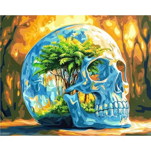 Paint by Numbers Kit for Adults, Fantasy Skull DIY Painting Kit, 16x20 Inch | Skull Paint by Numbers for Adults Beginners, Without Frame, Relaxing Hobby, Gothic Wall Art, Home Decor, Creative Gift - color: CYOP1P13