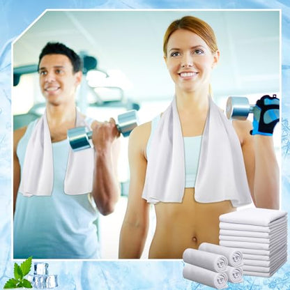 BBTO 100 Pack Cooling Towel Bulk - color: White, size: 32 x 12 Inch