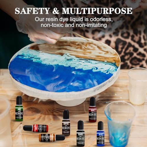 Epoxy Resin Pigment, 30 Colors Liquid Epoxy Resin, 0.35oz/10ml Each | Concentrated Translucent Resins Colorant for DIY Resin Jewelry Making, Paint, Resins Art Crafts