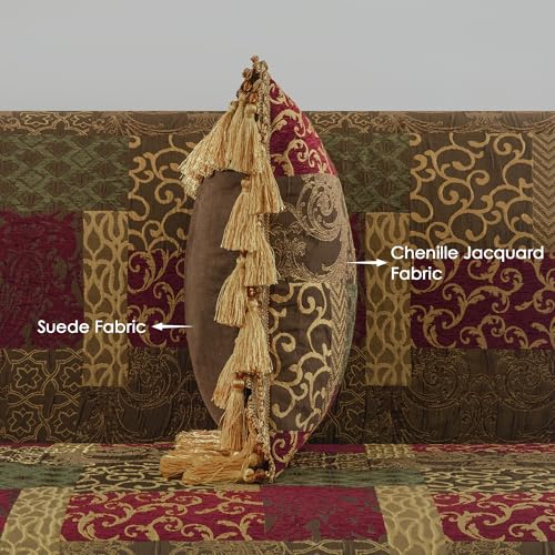 Loom and Mill Patchwork Throw Pillow Cover 20 x 20 Inches 1 Piece, Red&Gold - color: Red&gold Patchwork
